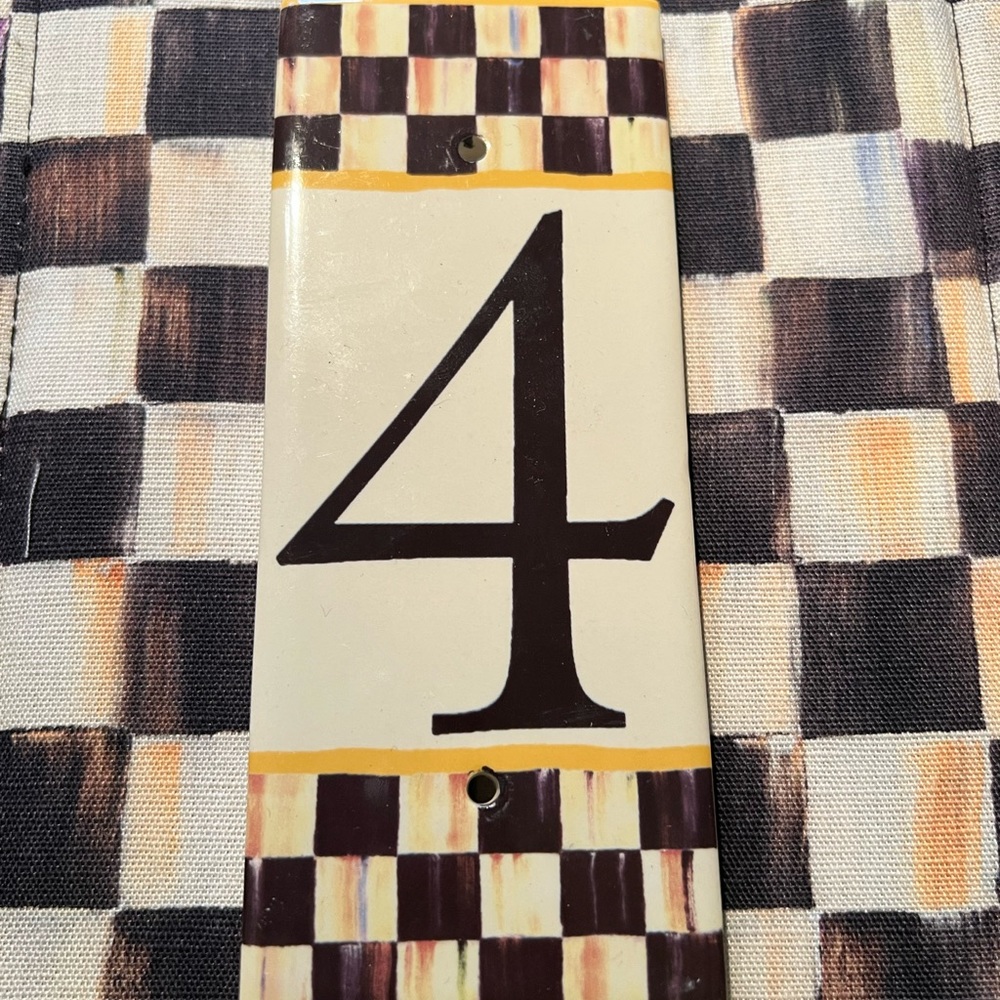 Mackenzie Childs Courtly Check ceramic house number - Picture 3 of 8